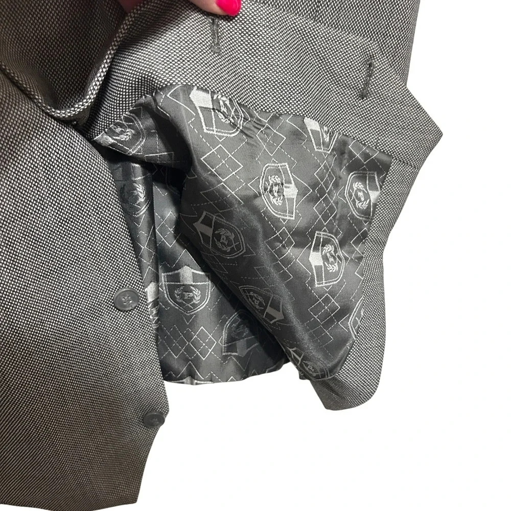 Vintage Mens 46L Gray Formal Suit Vest Wool Blend 5 Button Wedding Waistcoat